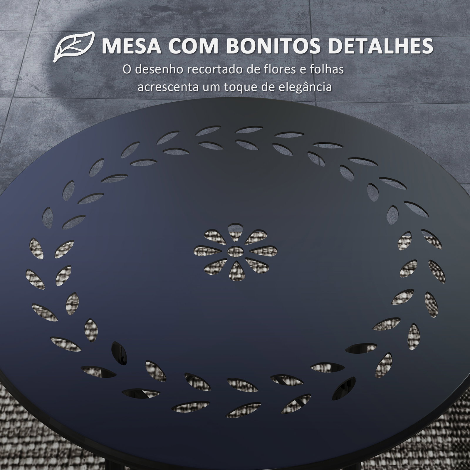 Mesa de jardim redonda mesa de varanda ø40x50 cm com pés ajustáveis e estrutura em forma de x para exterior e interior preto