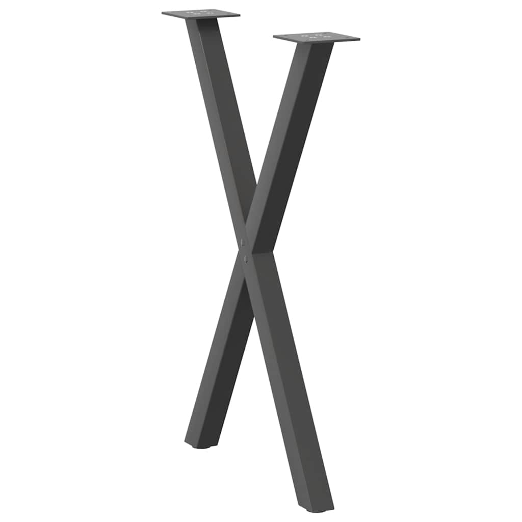 Pés para mesa de jantar em formato de x, 2 peças, antracite, 50x(72-73) cm, aço