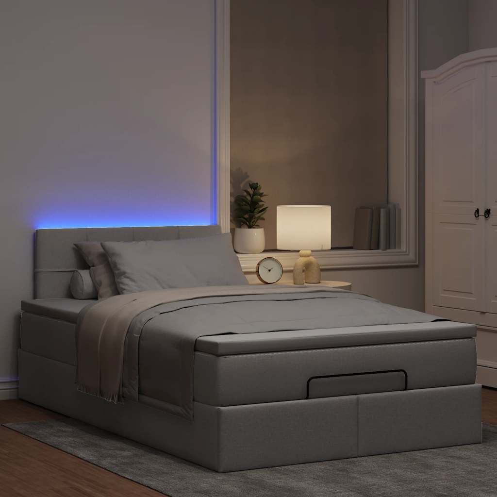 Cama otomana com colchão & leds 120x190cm cinza-acastanhado