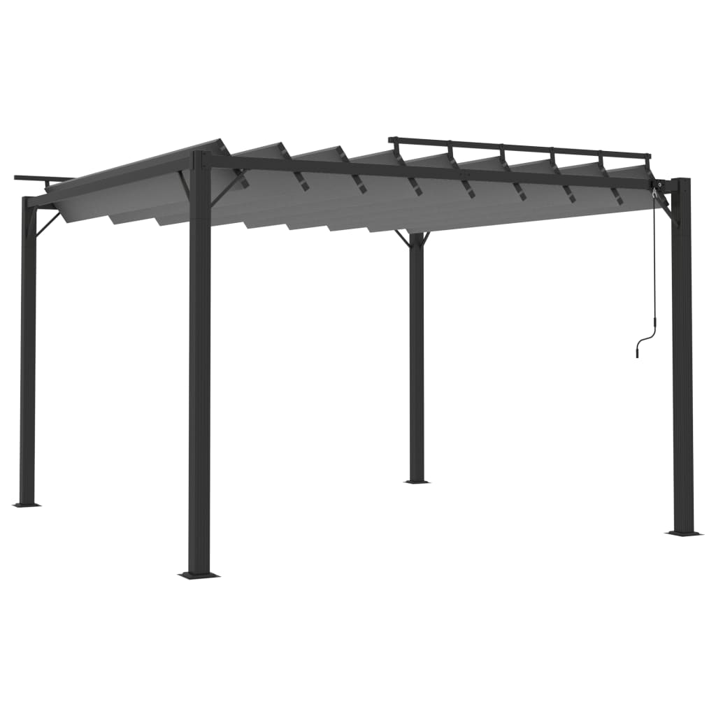 Gazebo c/ telhado de persiana 3x3 m tecido antracite e alumínio