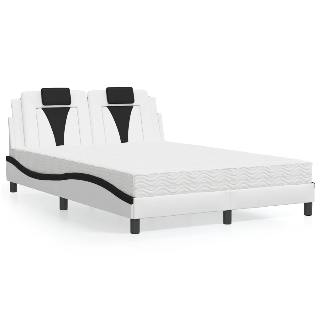Cama viana com colchão 120x200 cm couro artificial branco e preto