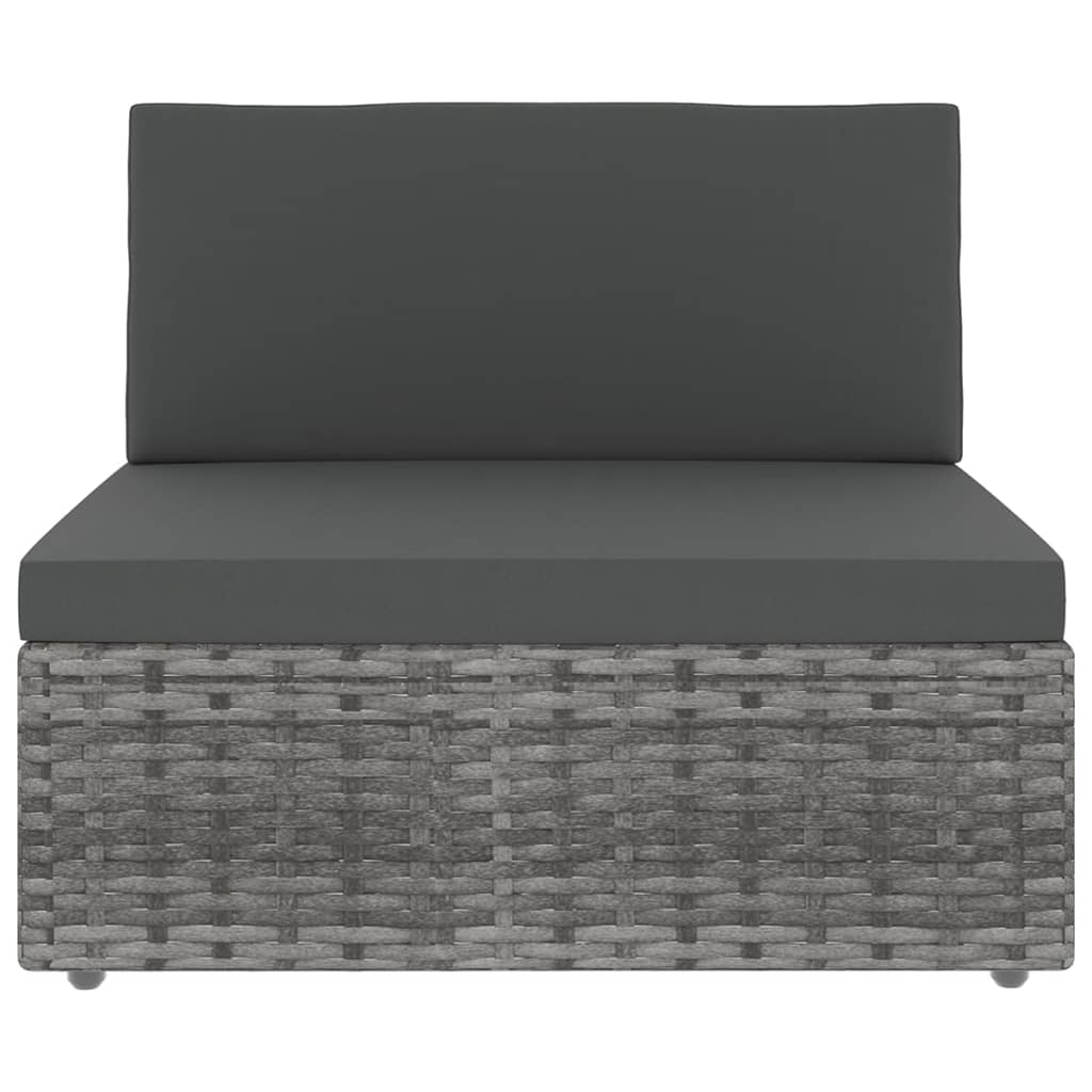 5 Pcs conjunto lounge de jardim c/ almofadões vime PE cinzento