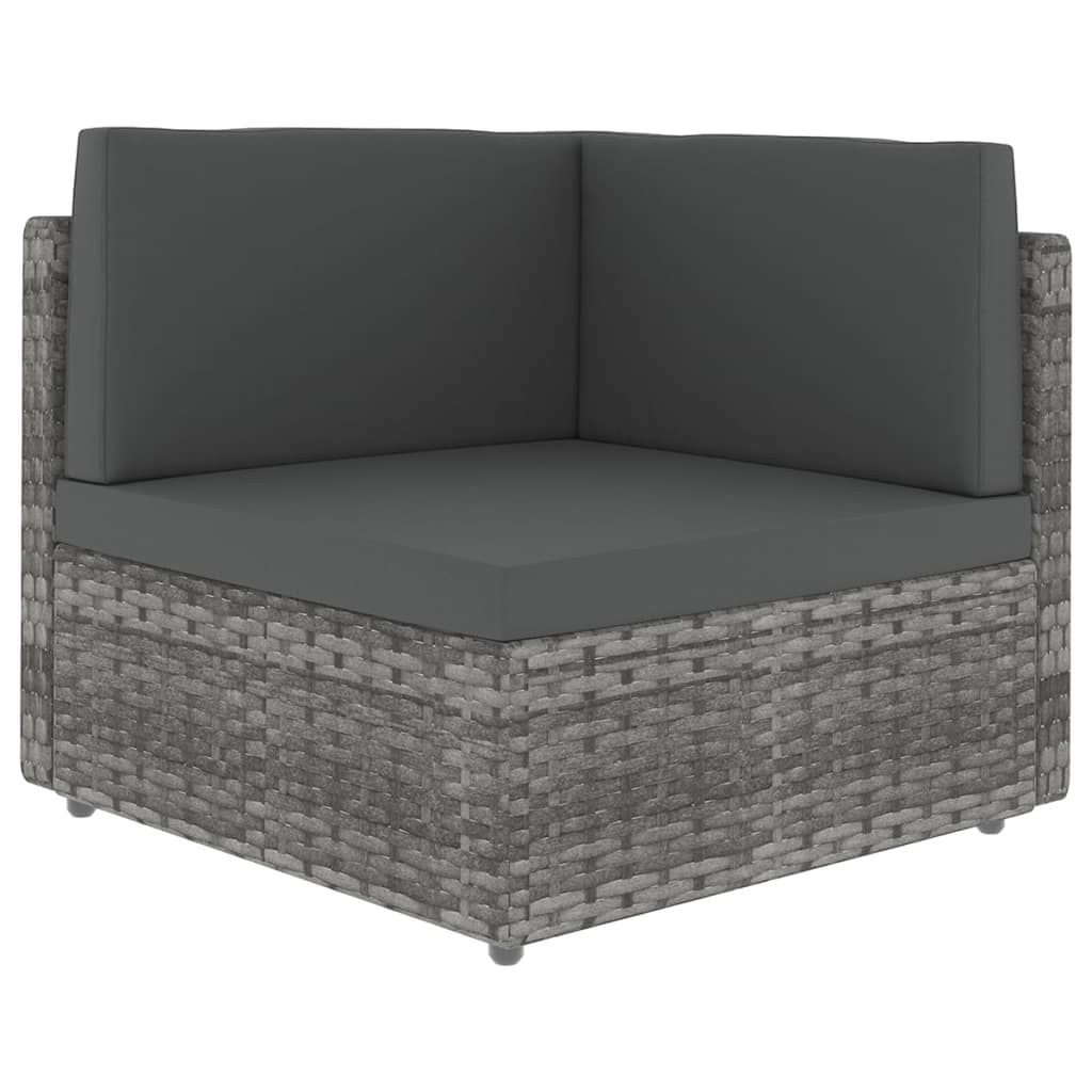 5 Pcs conjunto lounge de jardim c/ almofadões vime PE cinzento