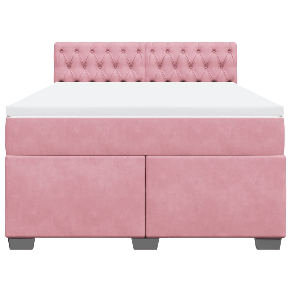 Cama com molas/colchão 140x190 cm veludo rosa