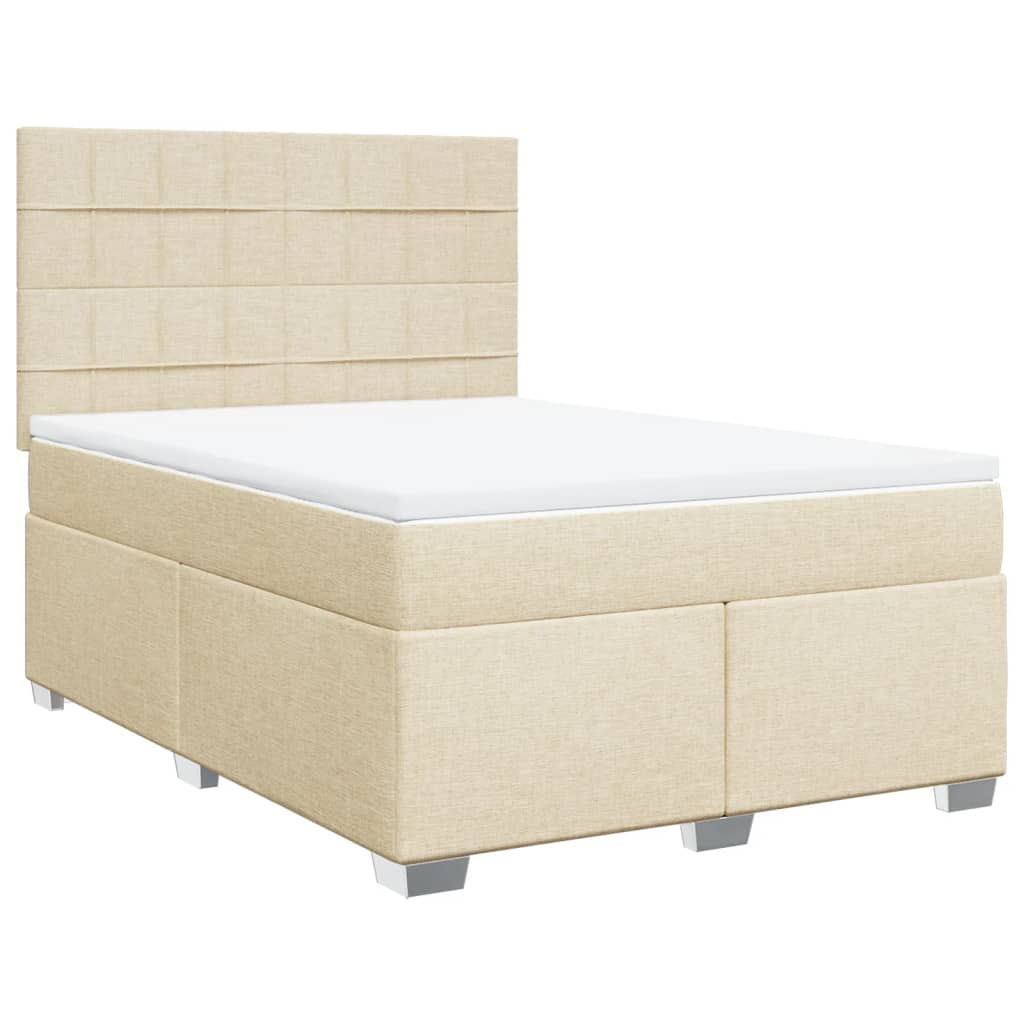 Cama com molas/colchão 140x190 cm tecido cor creme