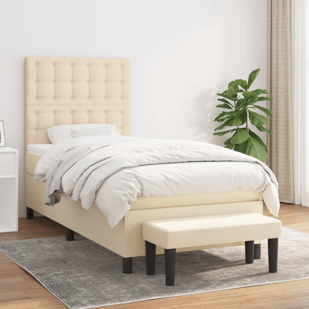 Cama com molas/colchão 80x200 cm tecido cor crème