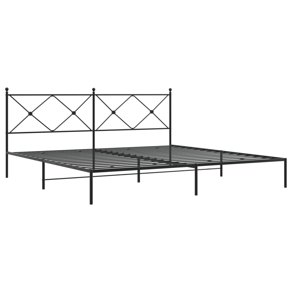 Estrutura de cama com cabeceira 200x200 cm metal preto