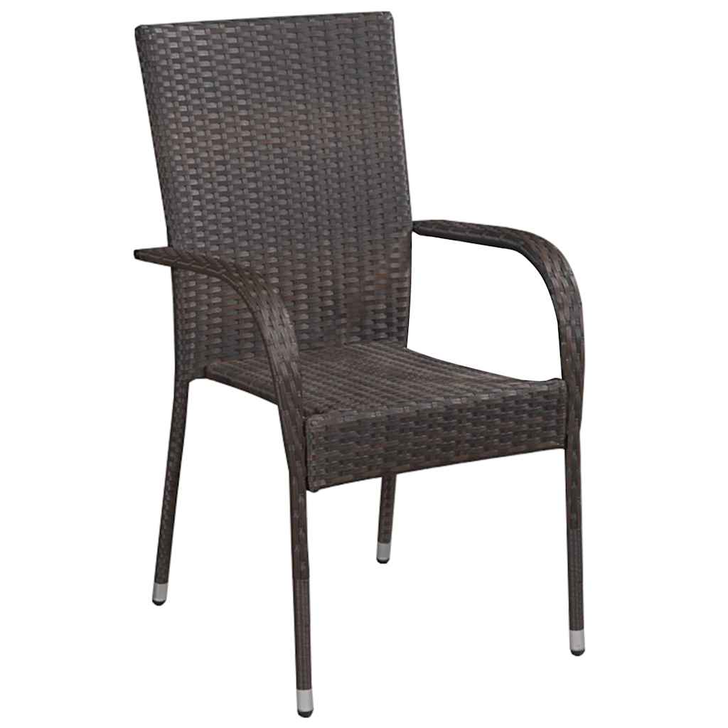 3 Pcs conjunto de jantar para jardim castanho e preto