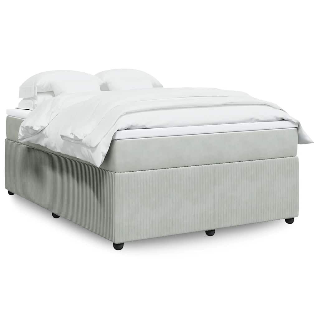 Cama com molas/colchão 140x190 cm veludo cinzento-claro