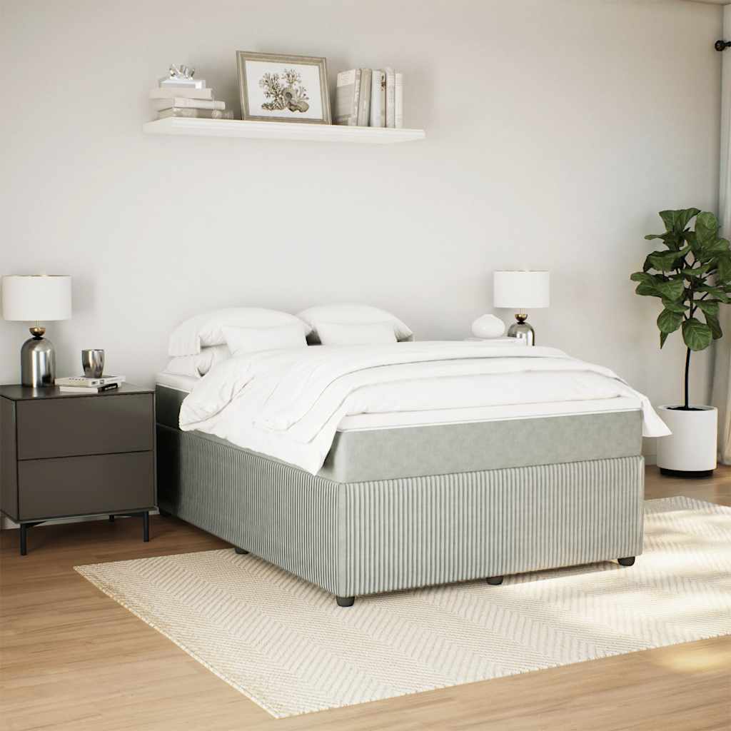 Cama com molas/colchão 140x190 cm veludo cinzento-claro