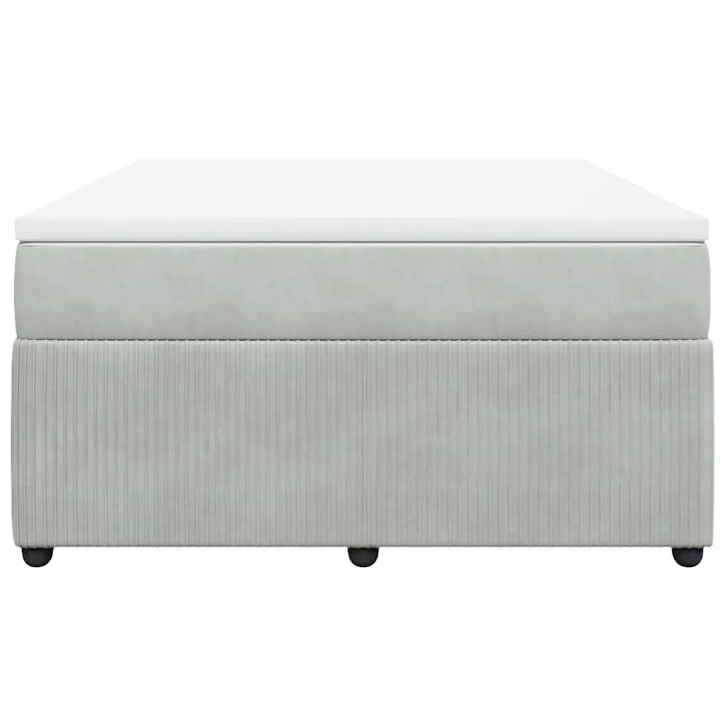 Cama com molas/colchão 140x190 cm veludo cinzento-claro