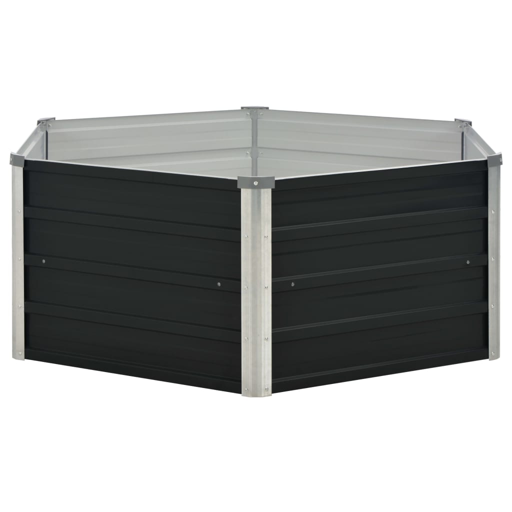 Canteiro jardim elevado 129x129x45 cm aço galvanizado antracite