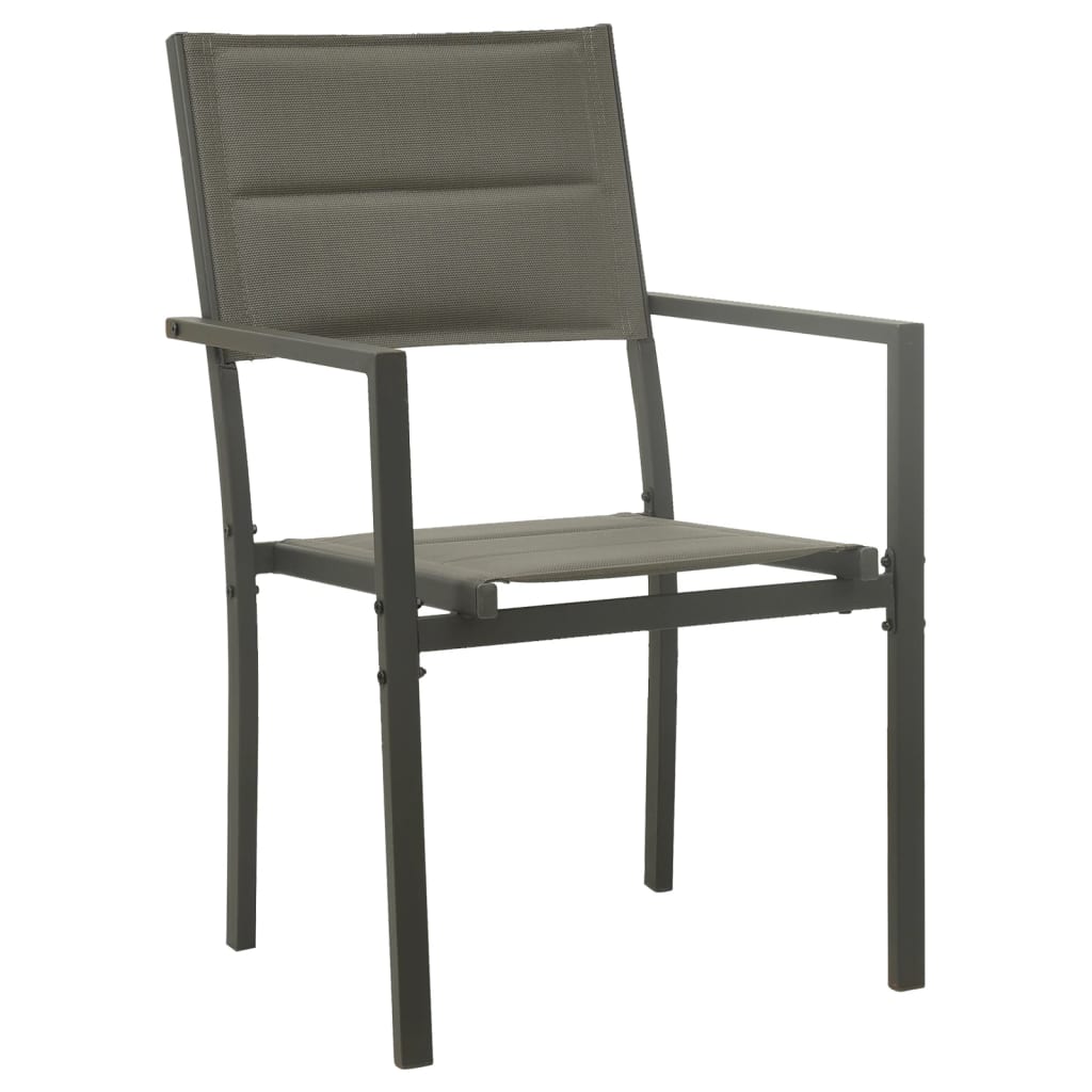 3 Pcs conjunto de jantar para jardim aço e textilene preto