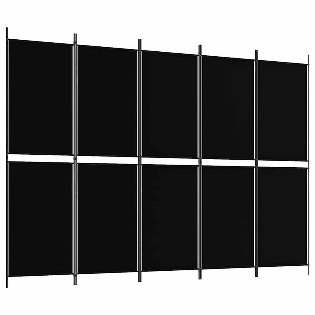 Biombo/divisória com 5 painéis 250x180 cm tecido preto