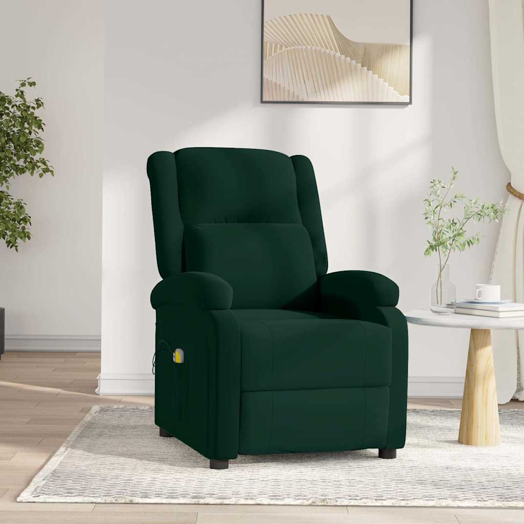 Poltrona de massagens elétrica veludo verde-escuro