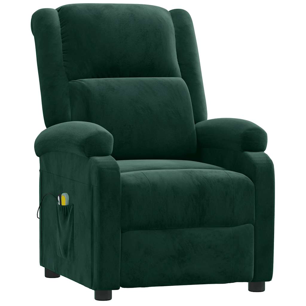 Poltrona de massagens elétrica veludo verde-escuro