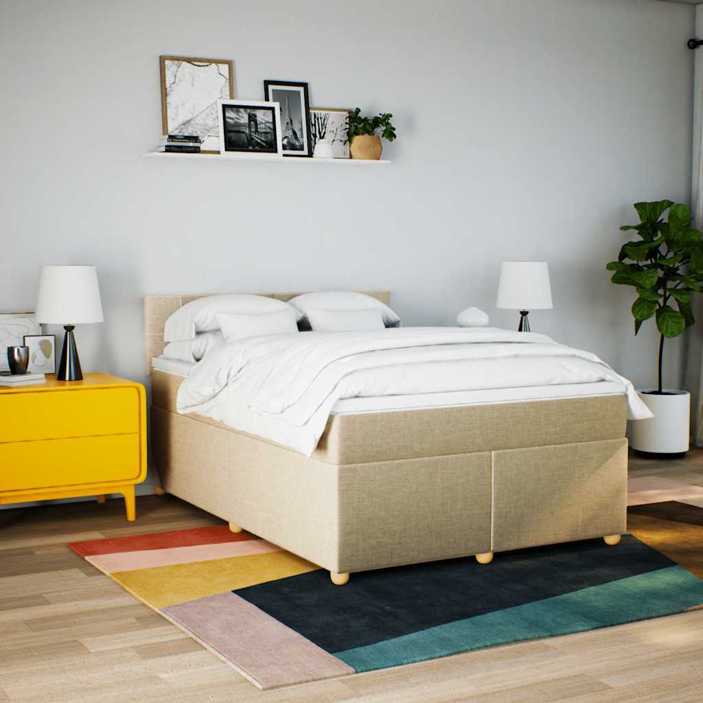 Cama com molas/colchão 140x190 cm tecido cor creme