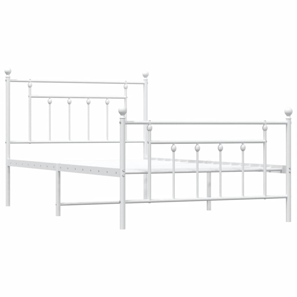 Estrutura de cama com cabeceira e pés 100x200 cm metal branco