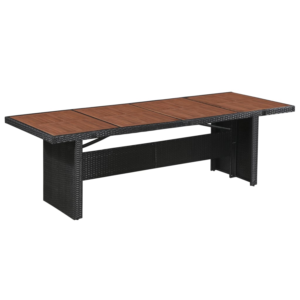 9 Pcs conjunto jantar exterior com almofadões vime PE preto