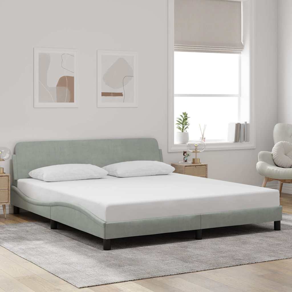 Estrutura de cama dover 180x200 cm veludo cinzento-claro