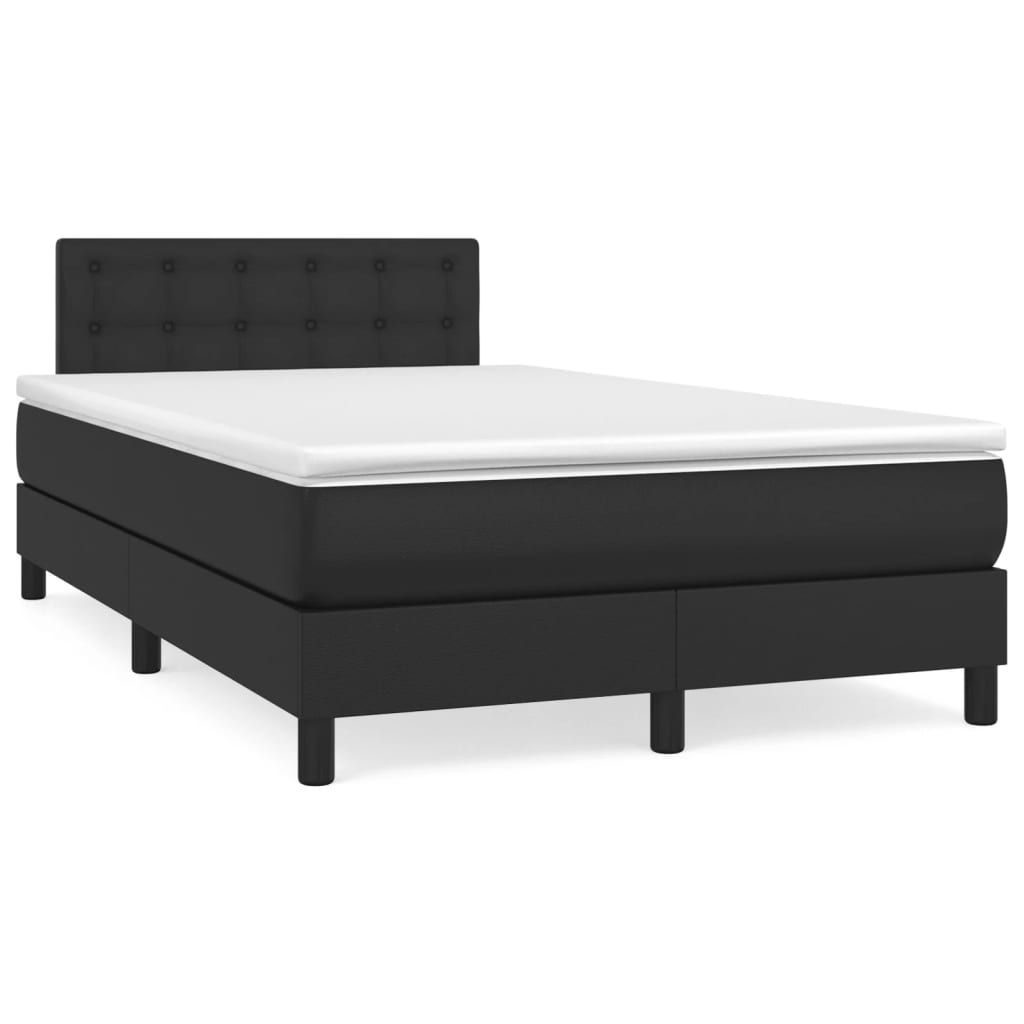 Cama boxspring com colchão 120x190 cm couro artificial preto