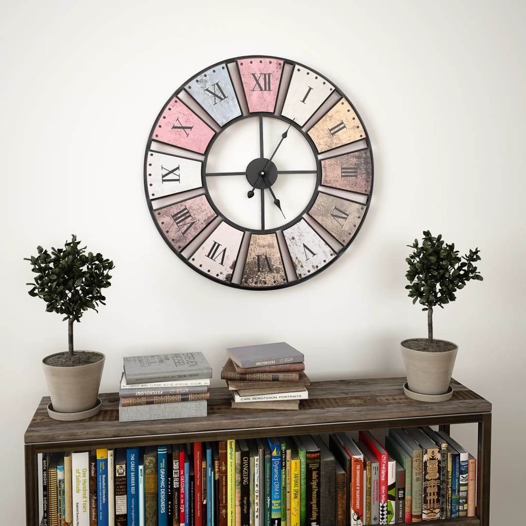 Relógio de parede vintage c/ movimento quartzo 60 cm xxl