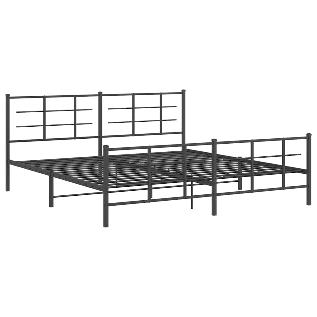 Estrutura de cama com cabeceira e pés 193x203 cm metal preto