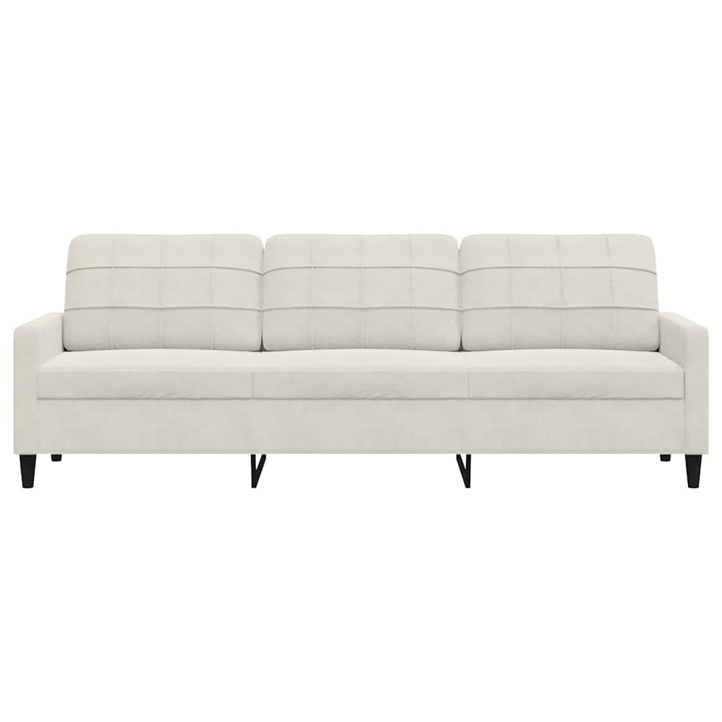Sofá de 3 lugares 210 cm veludo cor creme
