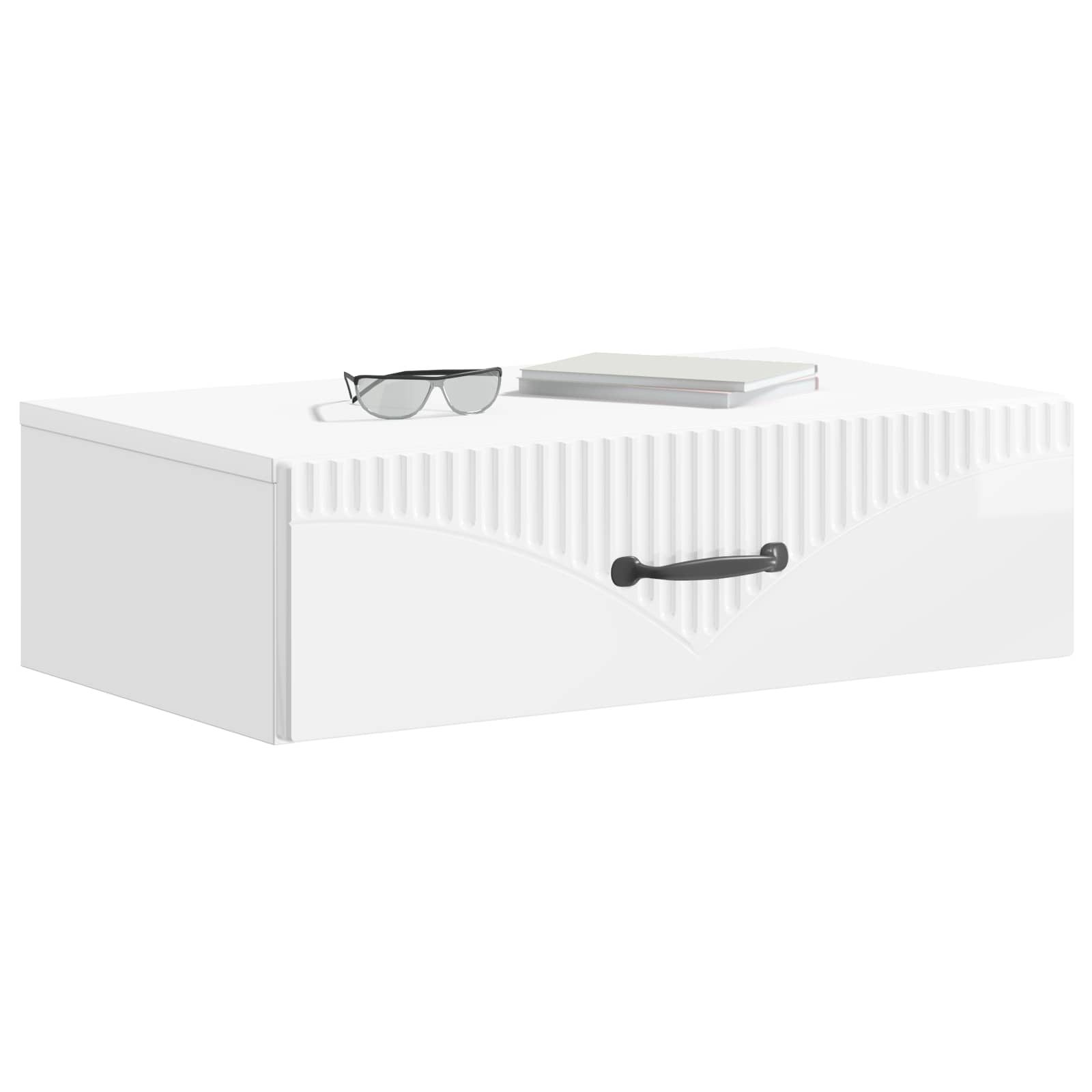 Mesa lateral de parede branco brilhante 59 x 34,5 x 17 cm