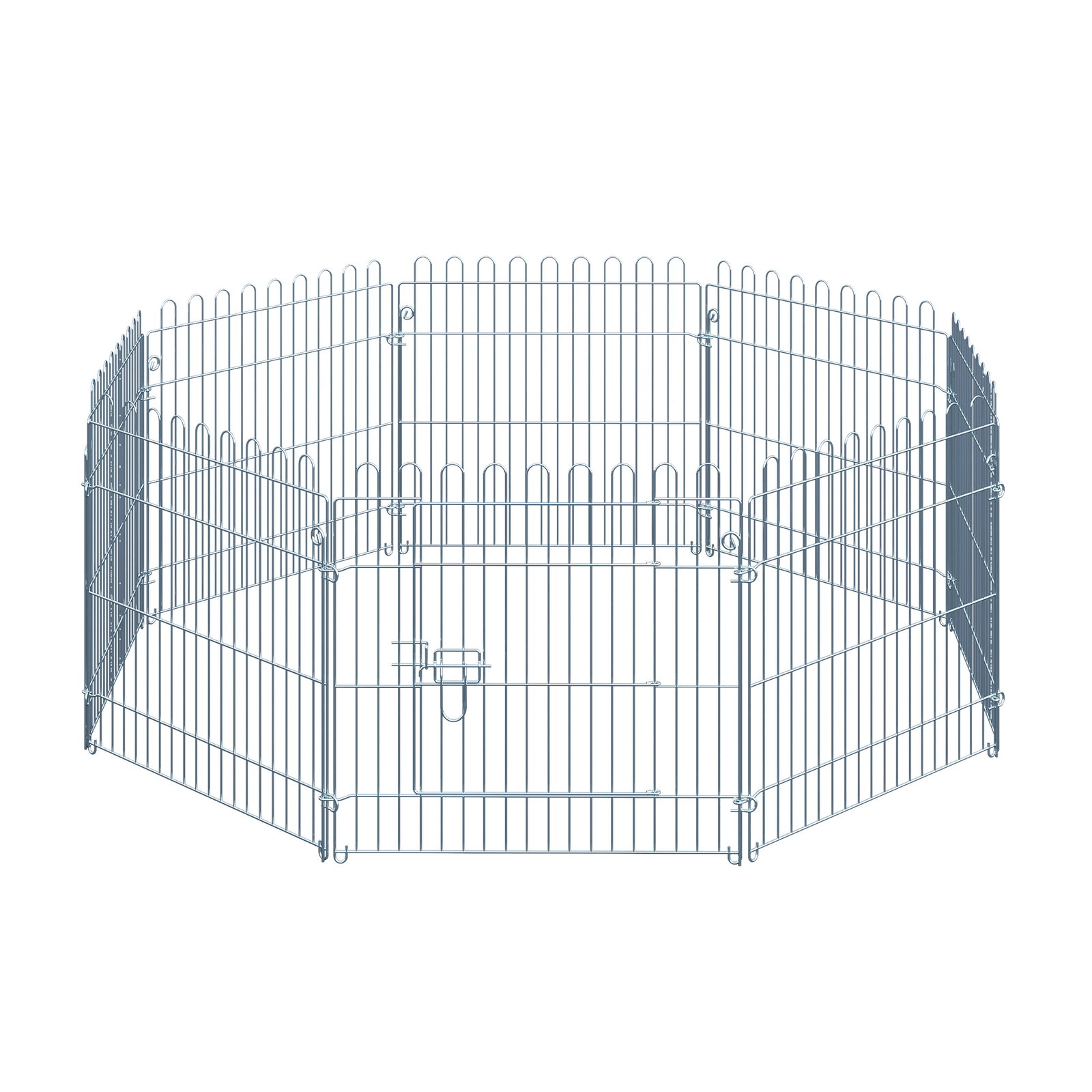 Parque para Animais de Estimação com 8 Paineis 63x60cm Cerca para Animais de Estimação com Porta com Trava para Jardim Pátio Ext