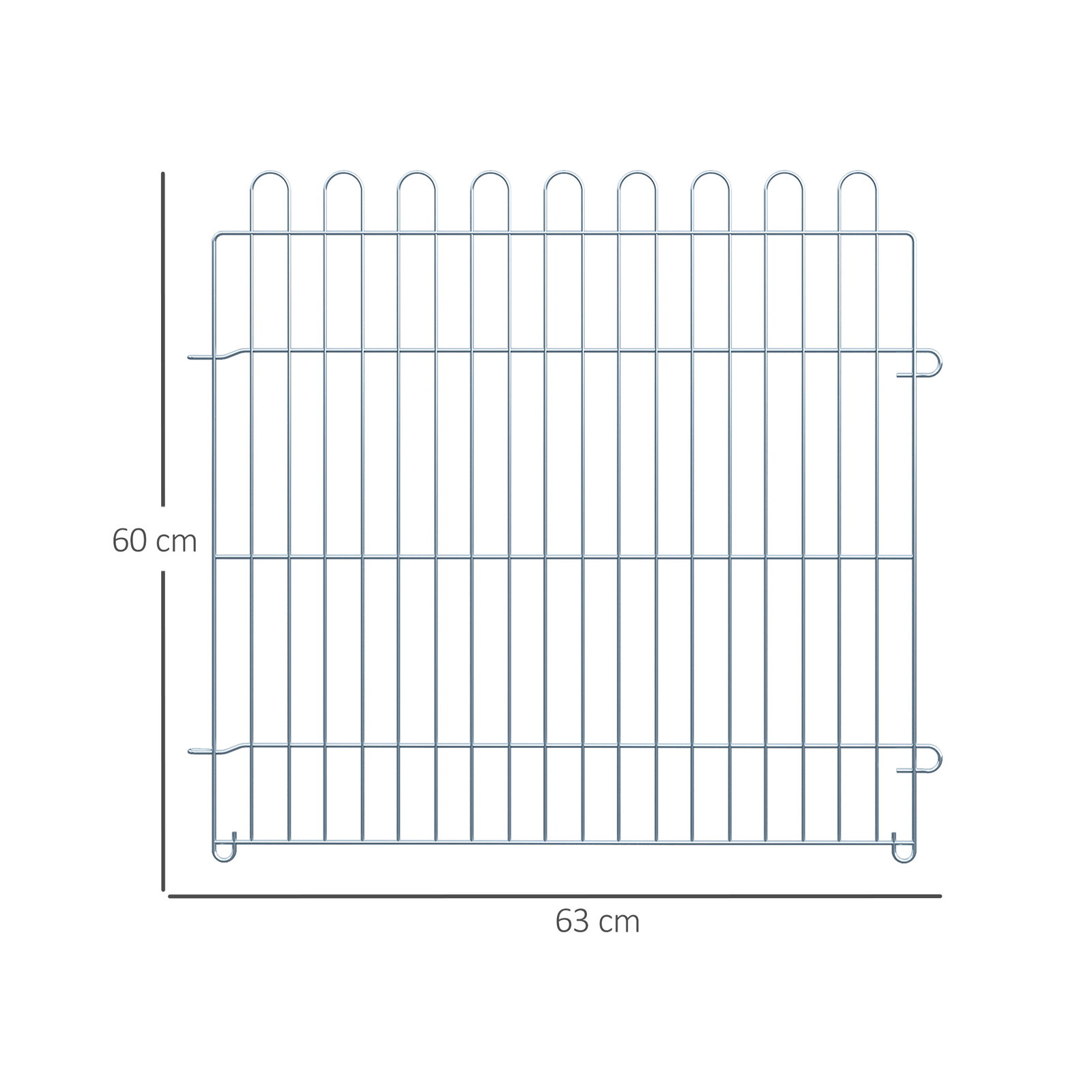Parque para Animais de Estimação com 8 Paineis 63x60cm Cerca para Animais de Estimação com Porta com Trava para Jardim Pátio Ext