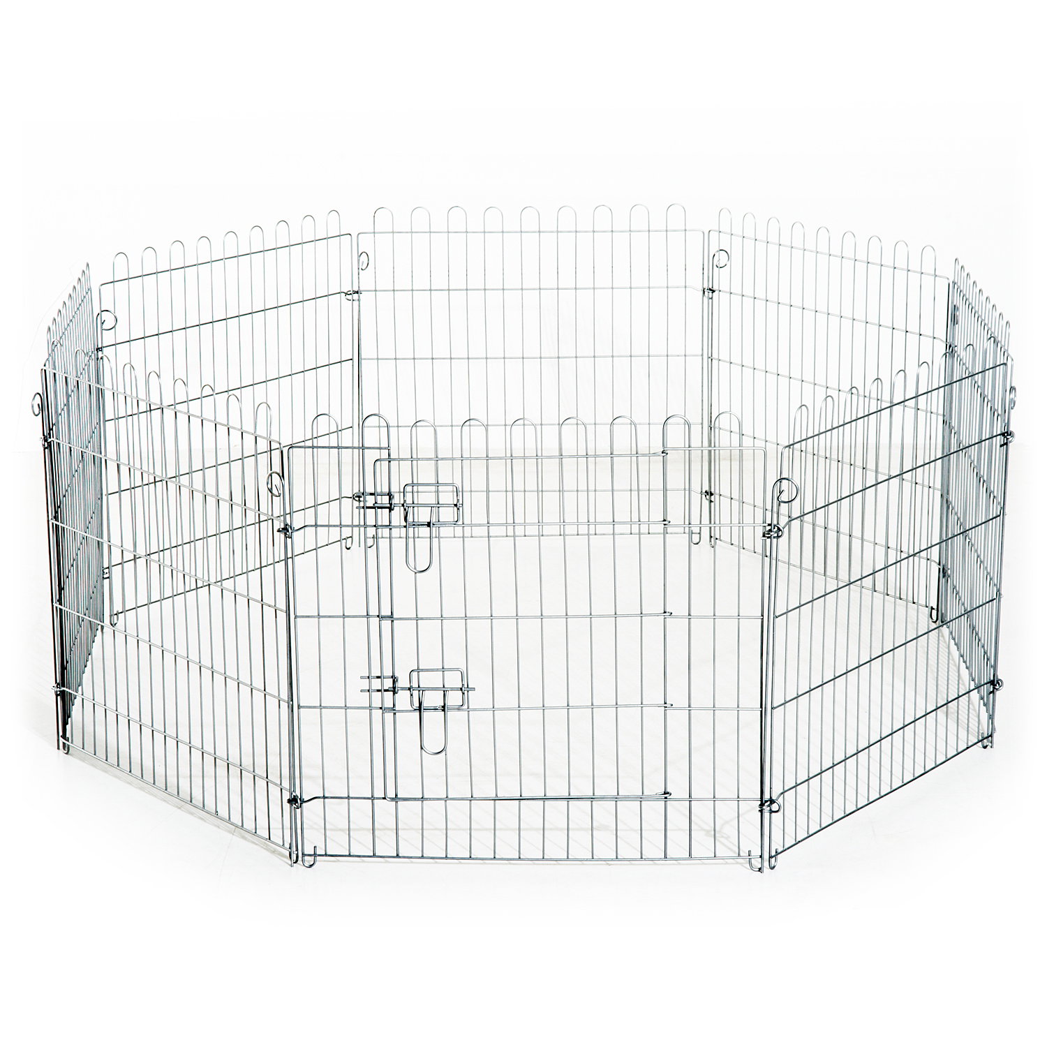 Parque para Animais de Estimação com 8 Paineis 63x60cm Cerca para Animais de Estimação com Porta com Trava para Jardim Pátio Ext