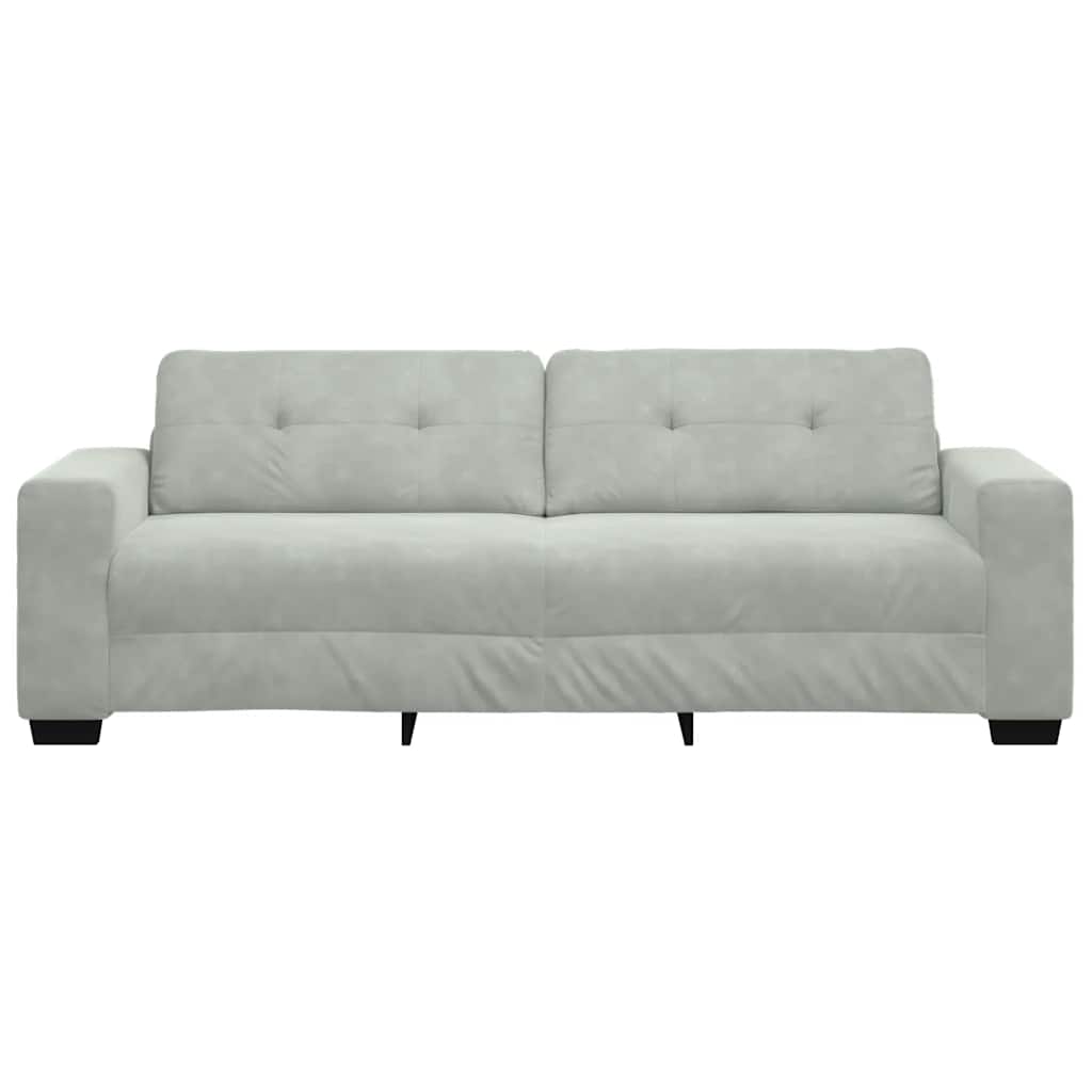 Sofá de 3 lugares cinza claro 220x78x80 cm em veludo