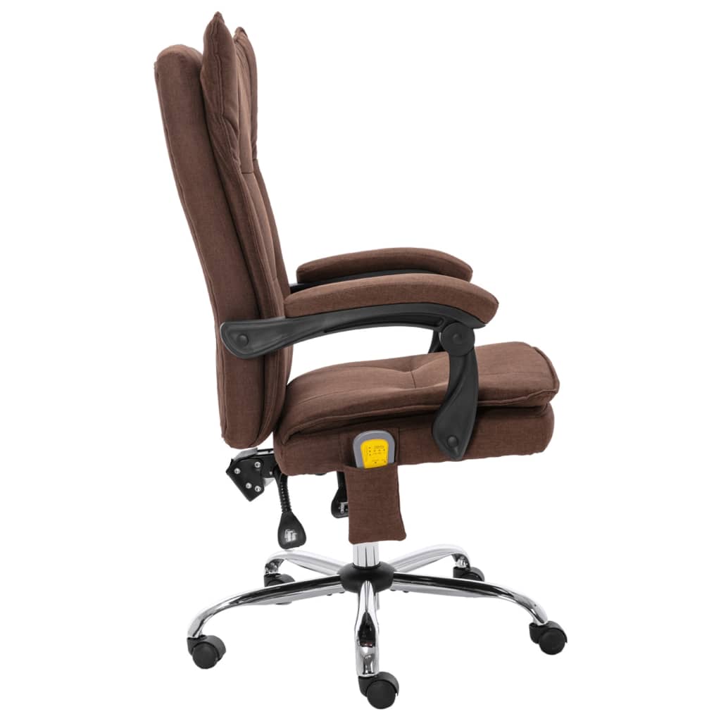 Cadeira de escritório c/ função de massagem tecido castanho