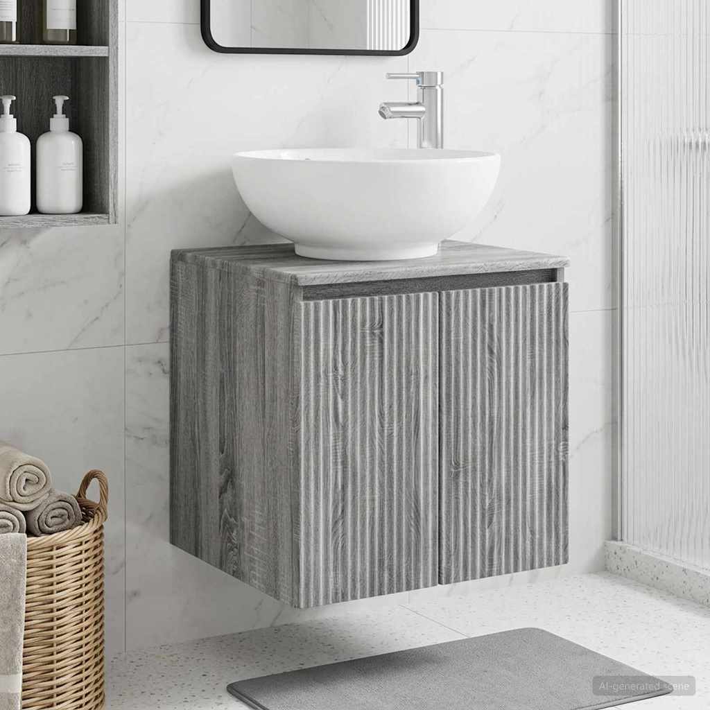 Vaidade com pia suspensa sonoma cinzento 49,5 x 44,5 x 65 cm