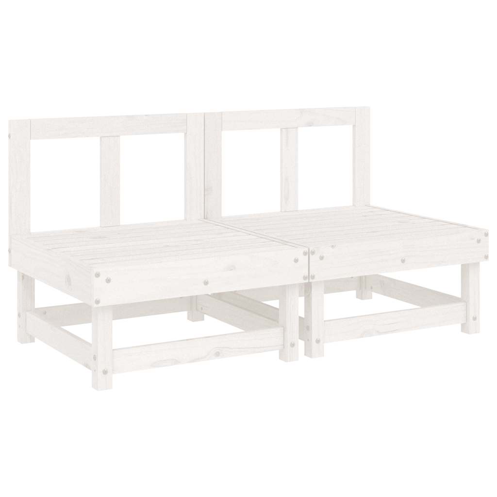 Sofás de centro com almofadões 2 pcs pinho maciço branco