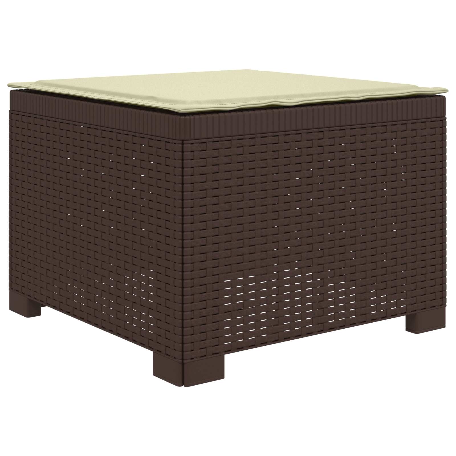 Sofá de jardim 1 lugar com almofada look rattan PP castanho
