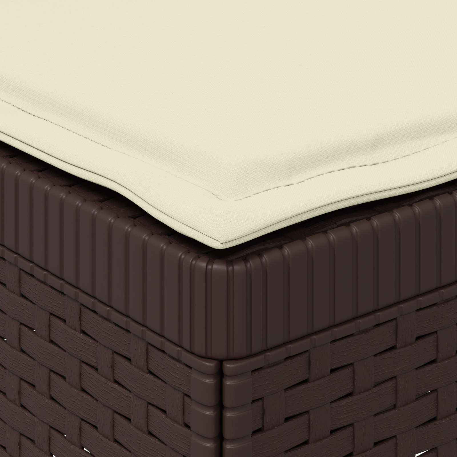 Sofá de jardim 1 lugar com almofada look rattan PP castanho