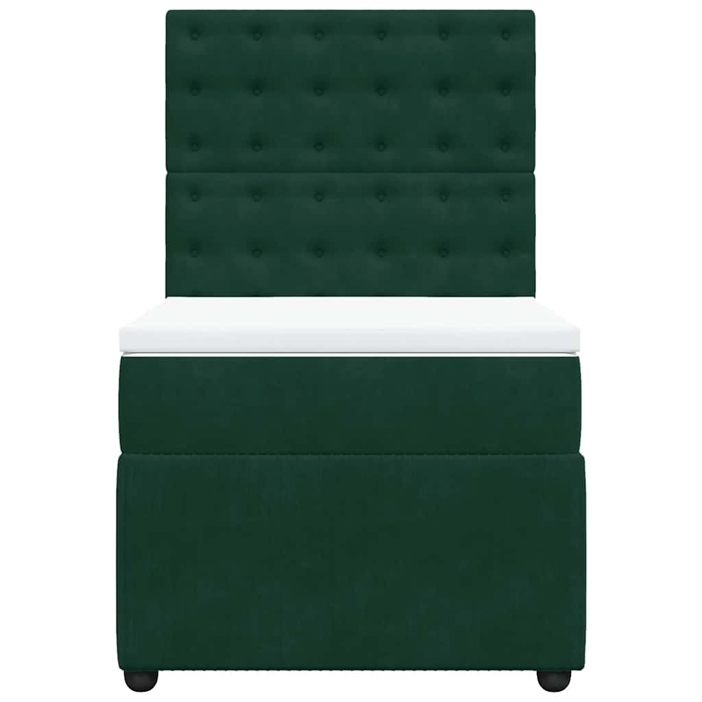 Cama com molas/colchão 90x200 cm veludo verde-escuro