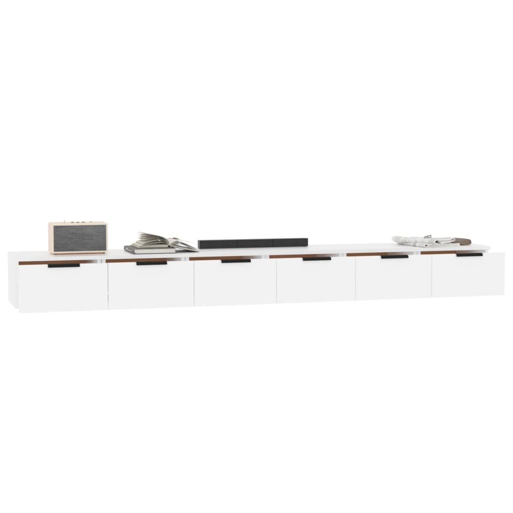 Armários de parede 2pcs 102x30x20cm derivados de madeira branco