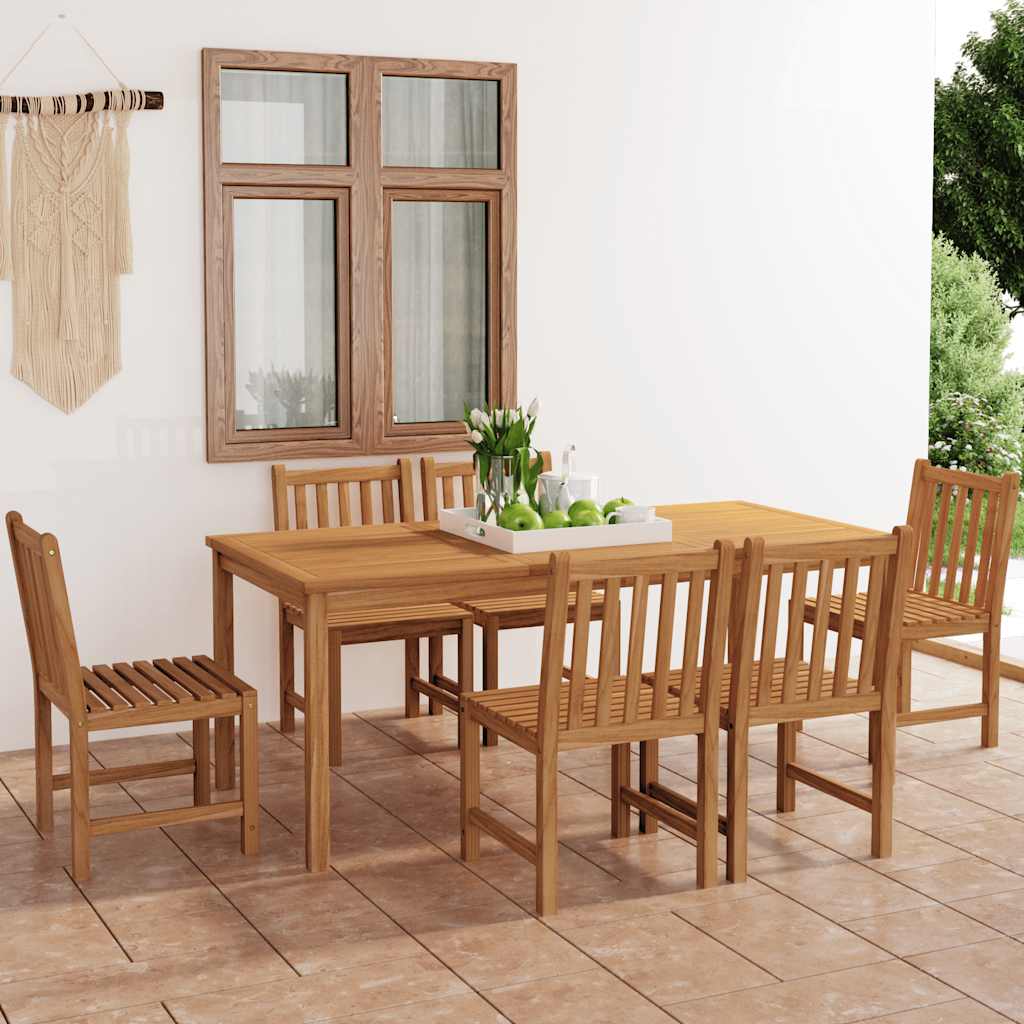 Conjunto de jantar de jardim de 7 peças 180x90 cm madeira de teca maciça