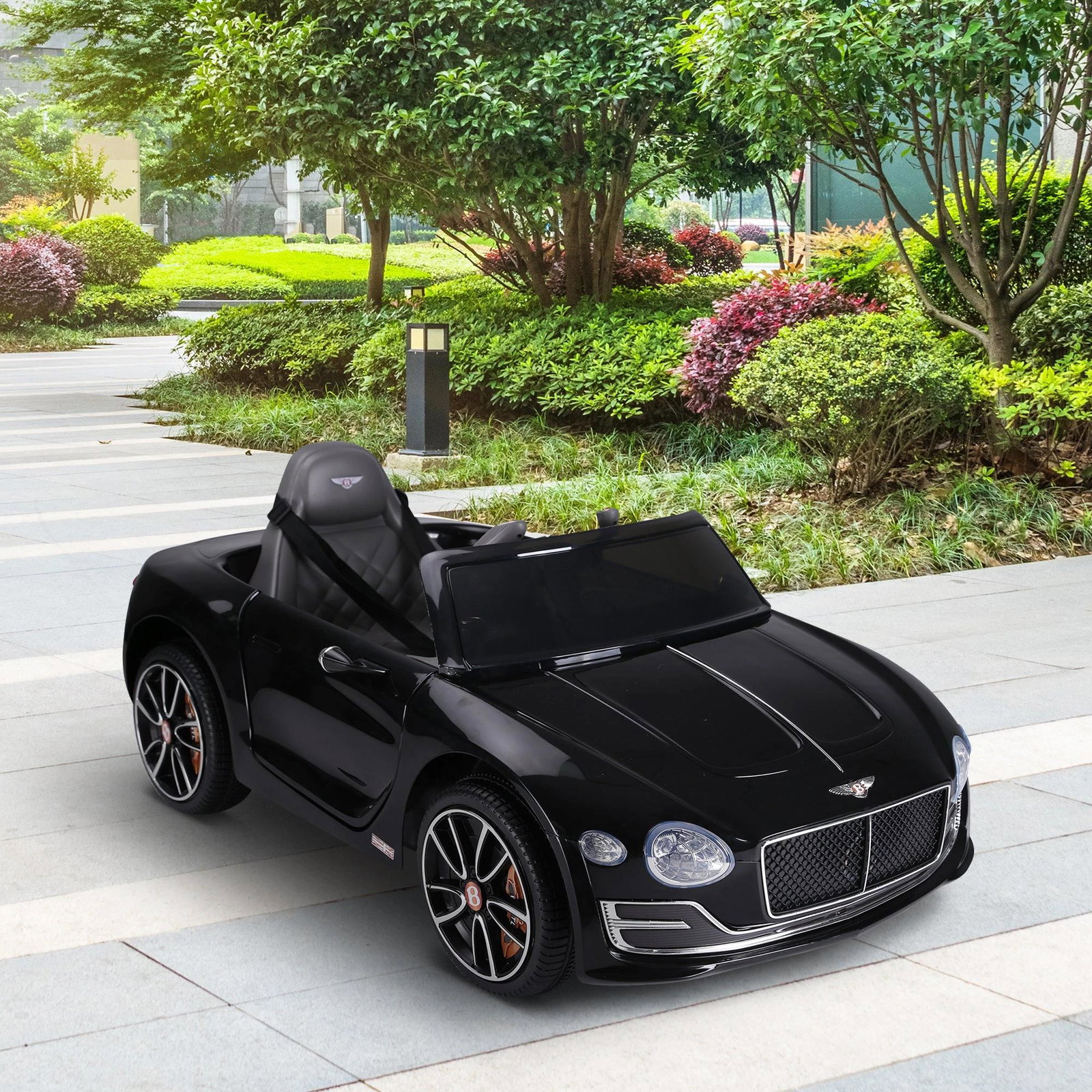 Bentley gt elétrico licenciado para crianças de 3-5 anos 2 velocidades com controle remoto farois musica preto