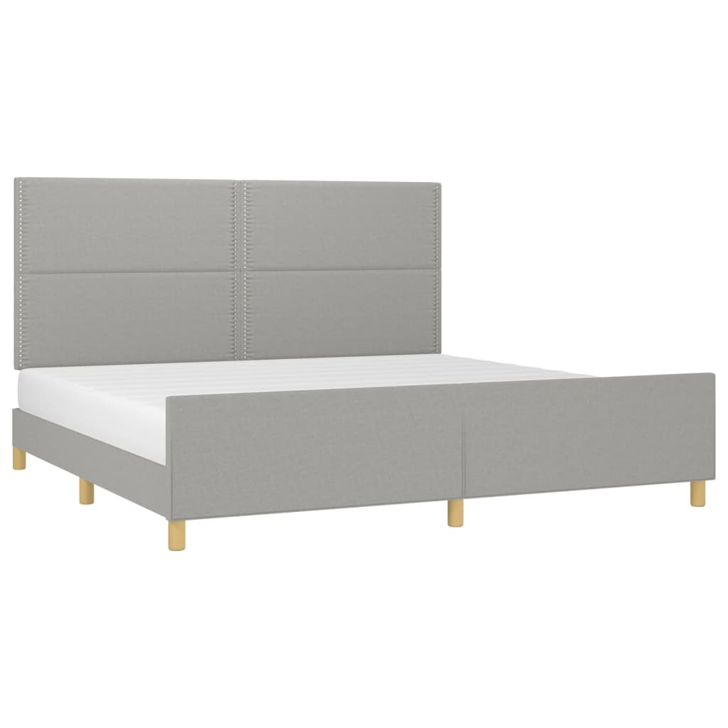 Estrutura de cama sem colchão 200x200 cm tecido cinzento-claro