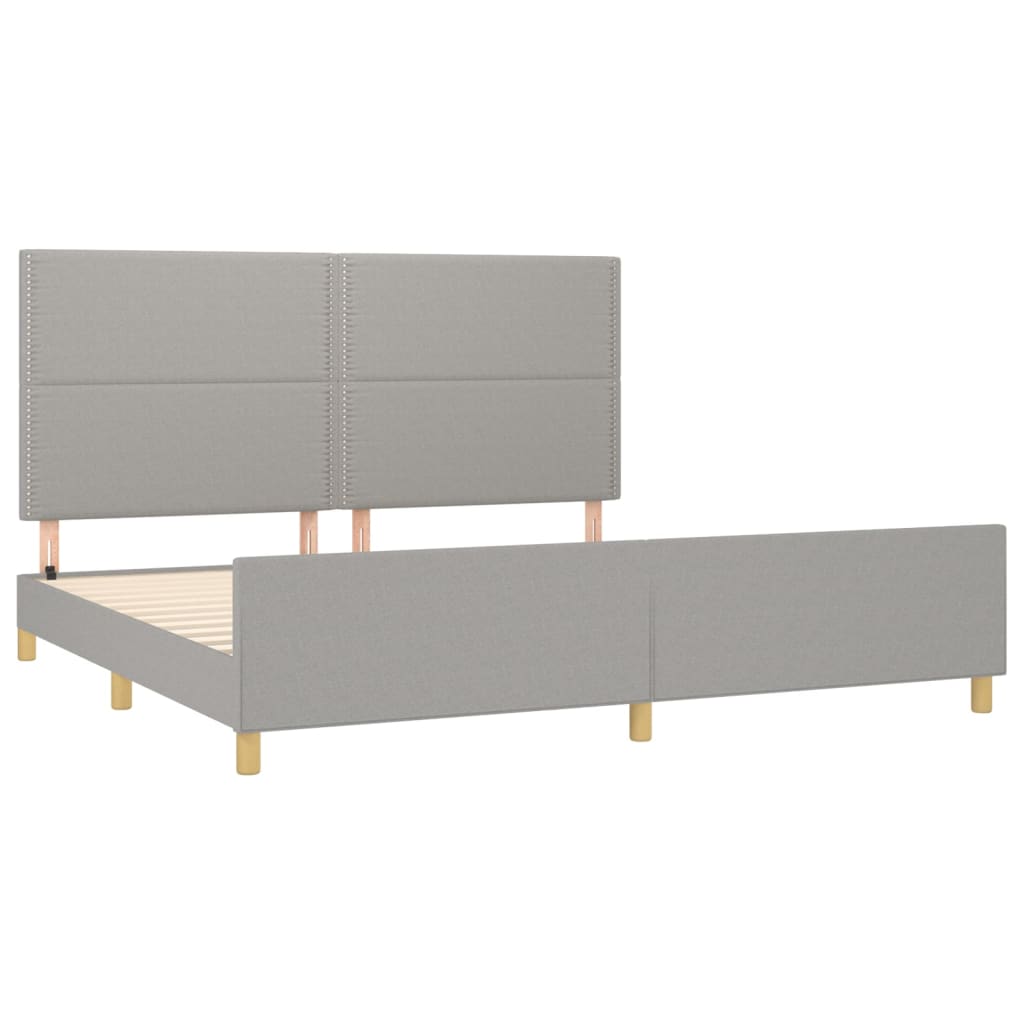 Estrutura de cama sem colchão 200x200 cm tecido cinzento-claro