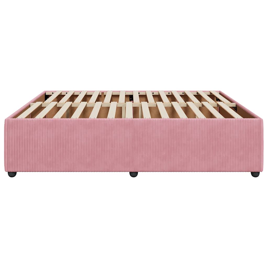Estrutura de cama 180x200 cm veludo rosa