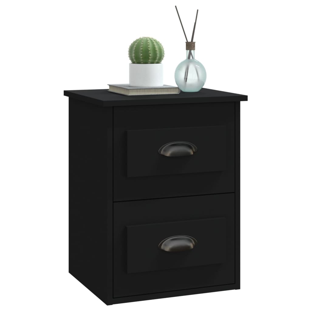 Mesa de cabeceira de parede 41,5x36x53 cm preto
