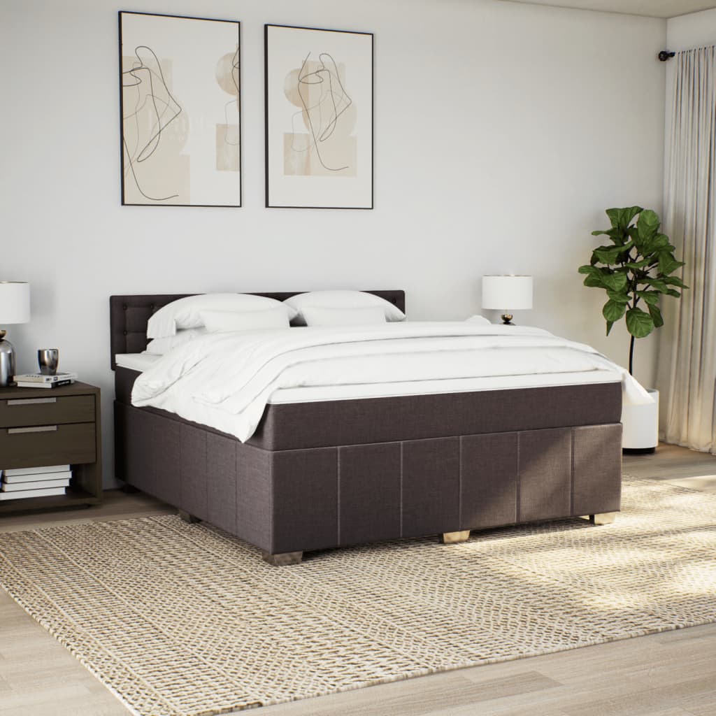 Cama com molas/colchão 180x200 cm tecido castanho-escuro