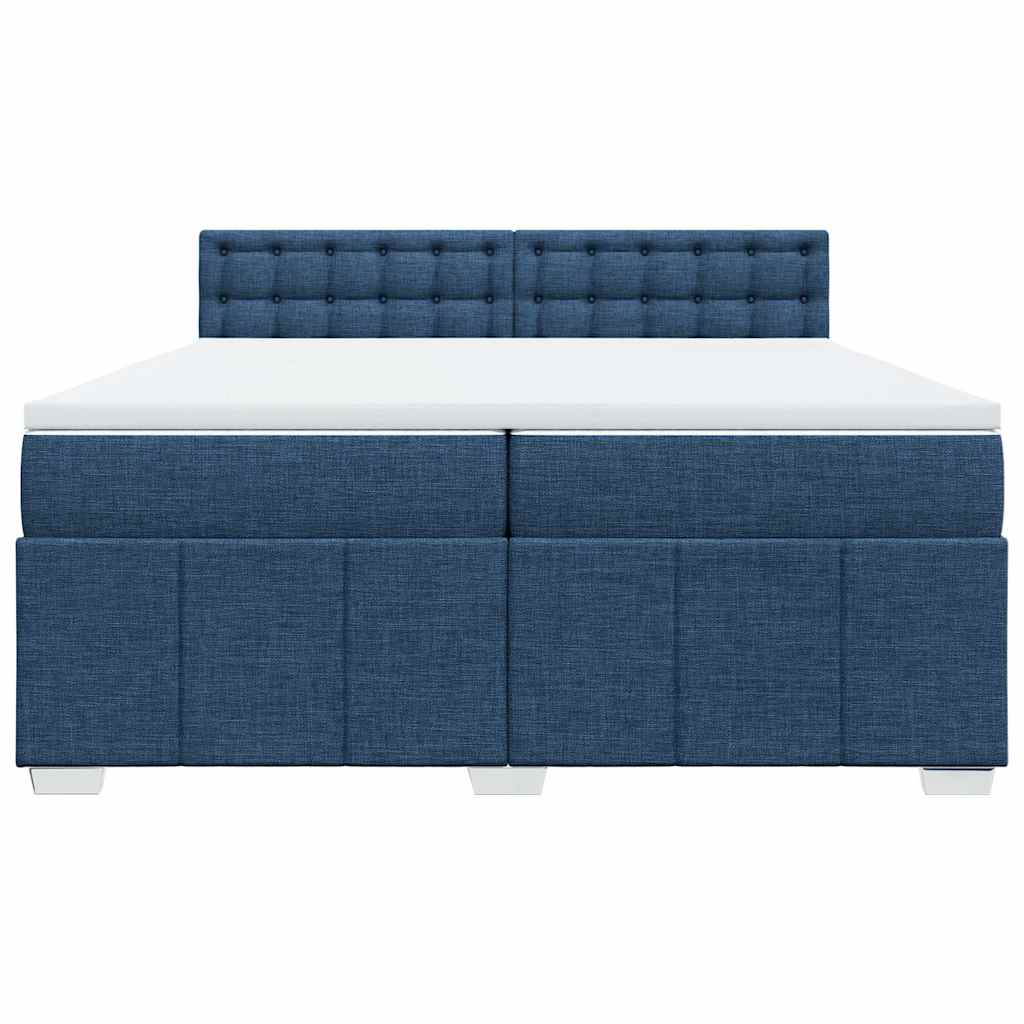 Cama com molas/colchão 200x200 cm tecido azul
