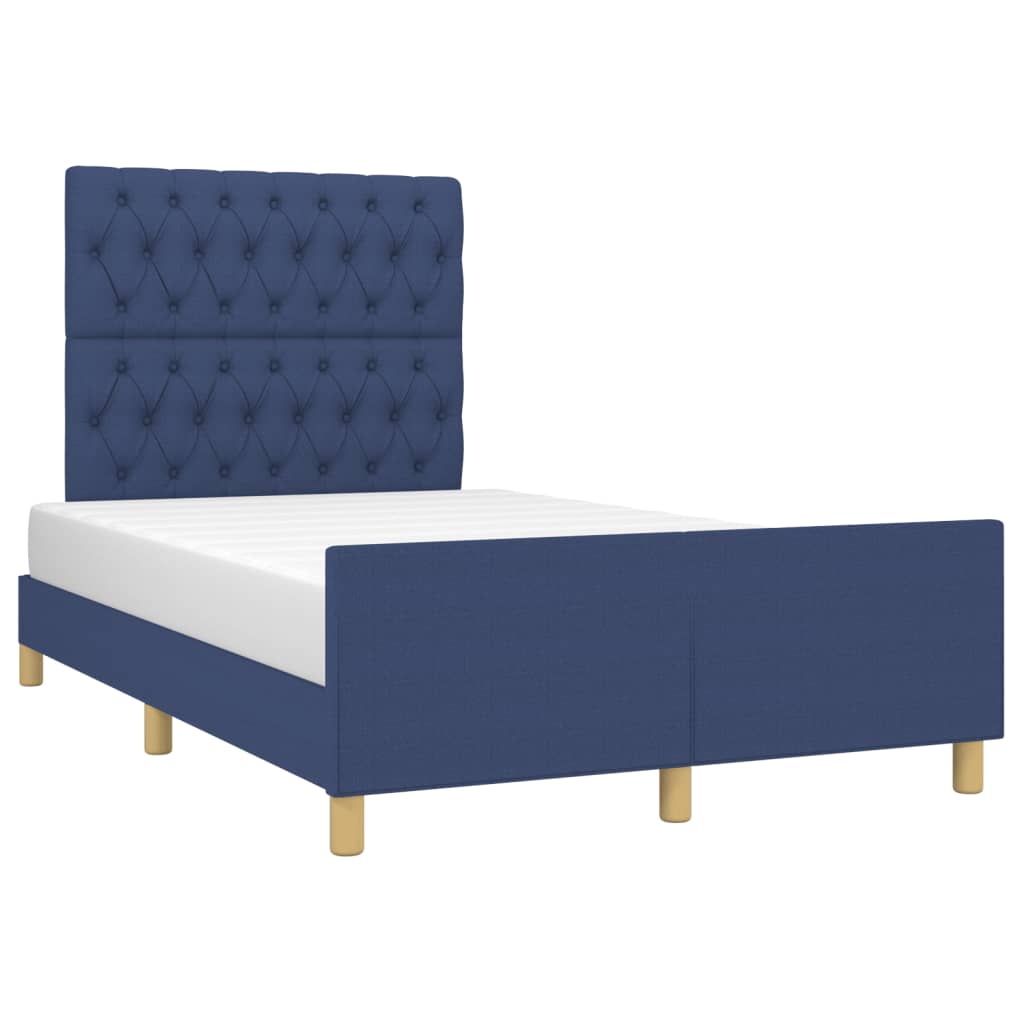 Estrutura de cama sem colchão 120x190 cm tecido azul