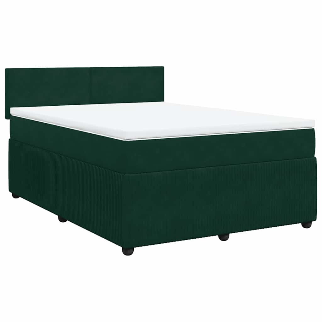 Cama com molas/colchão 140x190 cm veludo verde-escuro